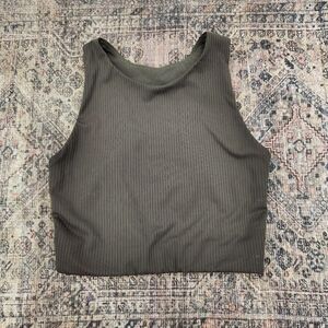 Girlfriend Collective Rib Dylan Tank Bra Womens Size XS Olive Green